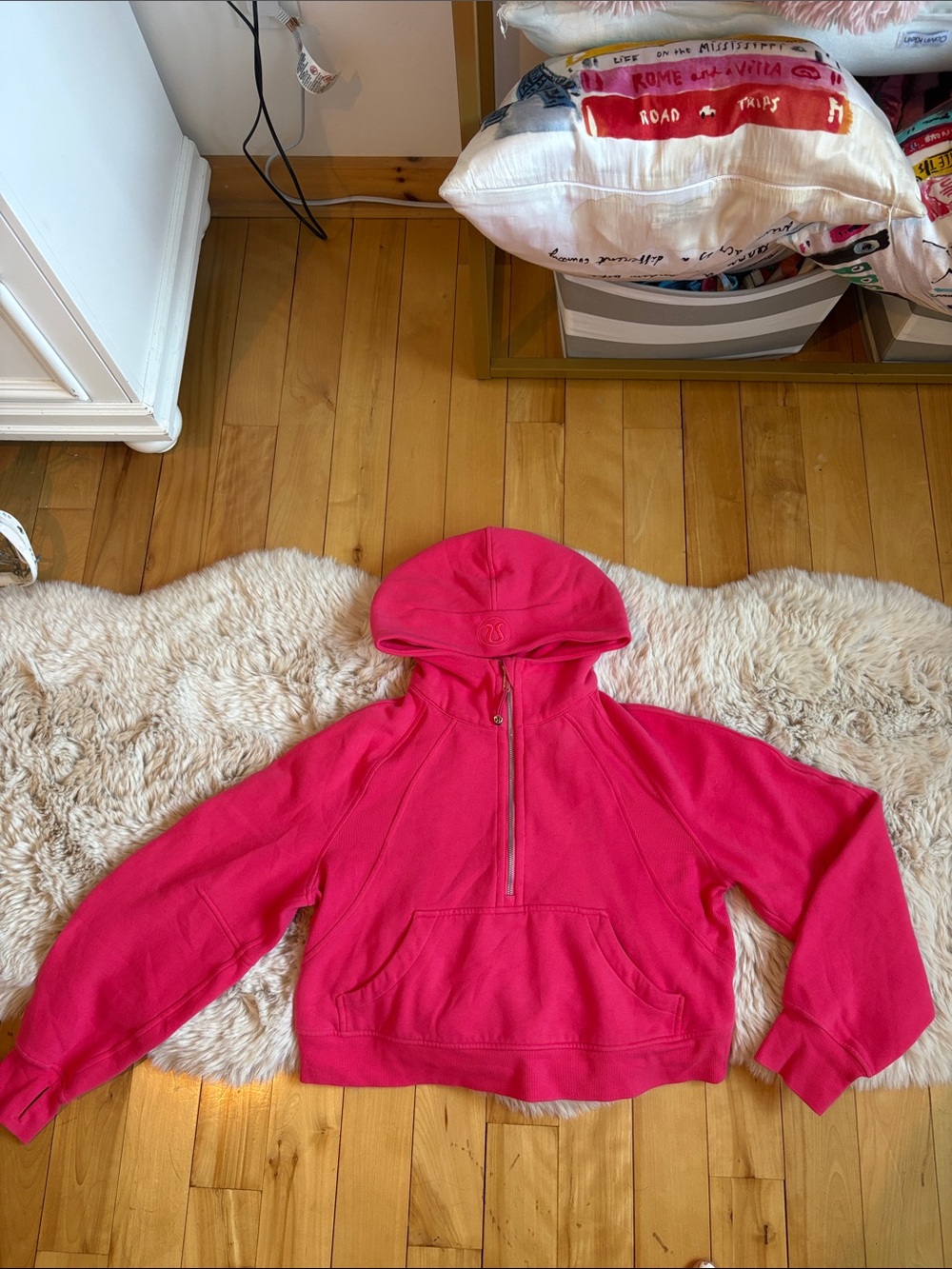 lululemon Bright Pink Half-Zip Hoodie Size: XS/S